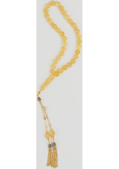 So Chic Doğal Kehribar Taşlı 30 CM Gümüş Tesbih
