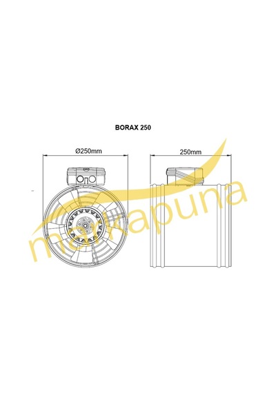 Bvn Bahçıvan Borax 250-2K 25 Cm 1500 M³/H Aksiyel Kanal Tipi Fan