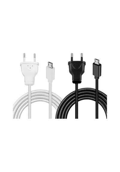 Micro Usb Serisi 220v Fişli Örgülü Şarj Kablosu