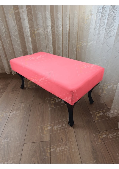 Ayak Ucu Kapı Önü Antre Düz Bench Puf Orta Sehpa Siyah Ayak 100 45 Pembe