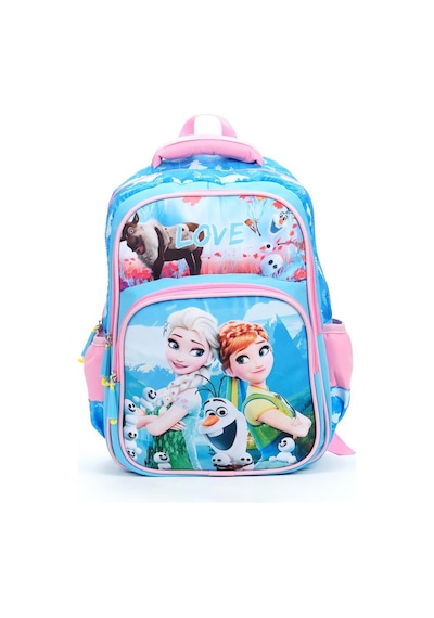 Mavi Love Elsa Anna Okul Çantası + Beslenme + Kalemlik + Suluk Frozen Sırt Çantası Atcık Çanta