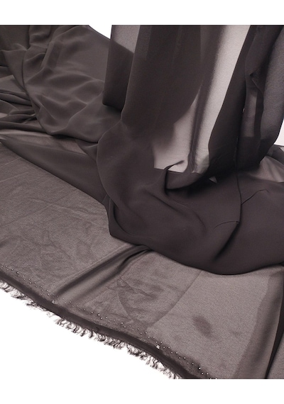Siyah Şifon Kumaş İnce Hafif Dökümlü Abiyelik & Bluzluk En: 140cm-12124