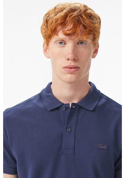 Lacoste Men's Regular Fit Polo T-shirt Erkek Şerit Detaylı Polo Yaka Tişört Lacivert