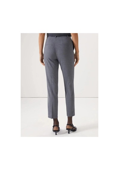 LC Waikiki Lcw Vision Gri Beli Kemerli Havuç Kesim Kadın Pantolon Grey Melange