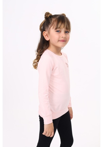 Toontoy Kids Toontoy Kız Çocuk Yusufcuk Nakışlı Tişört Pudra