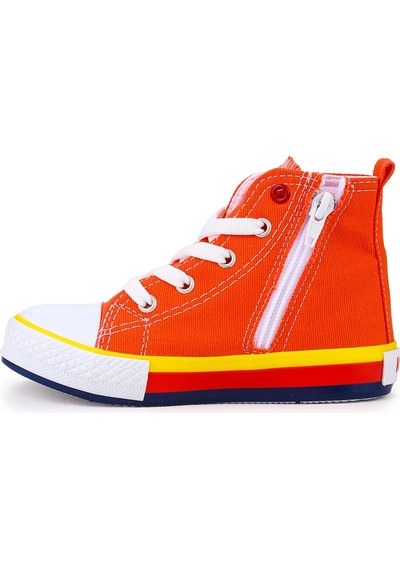 Kiko Kids Tinna Bağcıklı Erkek Çocuk Boğazlı Keten Spor Ayakkabı Turuncu