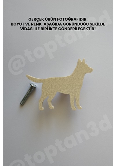 8 Adet - Açık Bej Köpek Dolap Kulpu - Modern Çocuk, Bebek Odası Mobilya Kulpu Kulp Vidası Dahildir Sarı