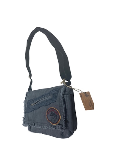 Old Cotton Cargo Vintage Küçük Salaş Unisex Günlük Çapraz Postacı Çantası S Boy 26x20cm Koyu Gri