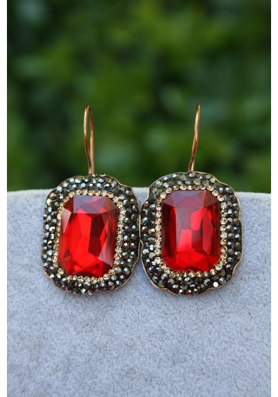Stoneage Jewellery Kristal Taşlı El Yapımı Küpe Bronz