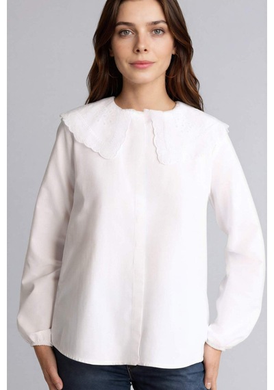 Defacto Regular Fıt Poplin Uzun Kollu Tunik H0281ax26spwt32 Beyaz-wt32 Defacto Regular Fıt Poplin Uzun Kollu Tunik H0281ax26spwt32 Beyaz-wt32