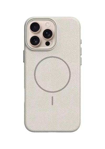 Apple Uyumlu iPhone 15 Pro Max Beats Magsafe Deri Görünümlü Silikon Kılıf Kapak Beyaz
