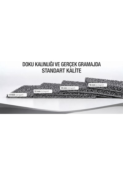 Hortumtech Kıvırcık Paspas Kir Tutucu Pvc Kapı Önü İç Dış Mekan Eko 12 Mm - Gri 120 X 150 Cm