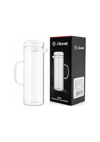 Barotti Dmr-9795 Cam Kapaklı Düz Borosilikat Cam Sürahi 1200 Ml- 12'li Paket