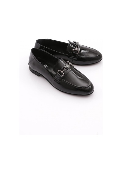 Dgn 616 Kadın Loafer Ayakkabı Siyah Rugan