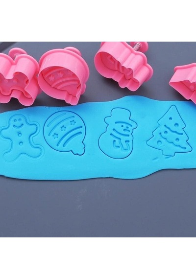 Yılbaşı Şekilli Adam Çam Ağacı Basmalı Kurabiye Kalıbı Gingerbread Man Desenli Şeker Hamuru Kesici Aparat Konsept 1, Krem-turuncu 50 x 22