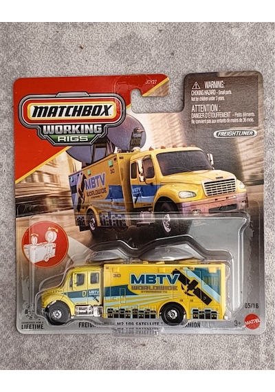 Matchbox Working Rigs Freightliner M2 106 Satellite Truck Naklen Yayın Aracı Sarı