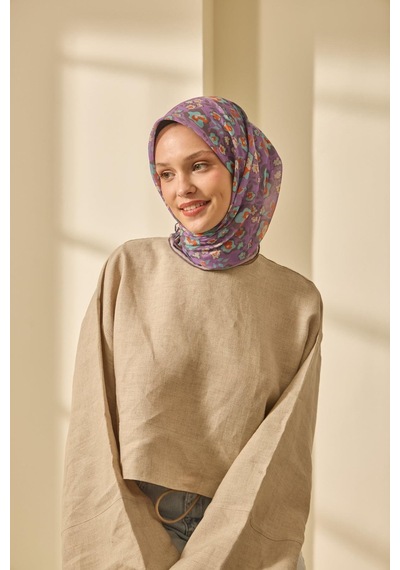 Silk Home Soft Eşarp 73090-10 Eflatun, Turkuaz, Leylak, Turuncu, Taş