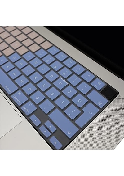 Macbook Türkçe Q Klavye Koruyucu Mavi Pembe M1-m5 Air 13.6 A2681 A3113 A3240 A3449 Pro 14 A2442 A3426 A3434 Pro 16 A2485 A3429 Neo 13 Ultra İnce Silikon Keyboard Cover Touch Id