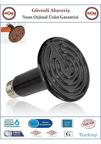 Şavk Seramik Isıtıcı Ampul - Kümes Hayvanları İçin İnfrared Kızılötesi Isıtıcılı Lamba - 100 Watt