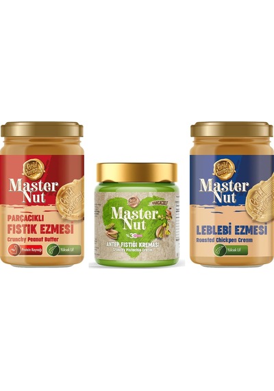 Master Nut Fıstık Ezm - Leblebi Ezm. Ve Antep Fıstık Kreması 3 Lü Karma Paket