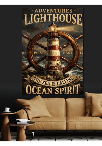 Lighthouse Ocean Spirit Deniz Feneri Dekoratif Kanvas - Mdf Ahşap Tablo
