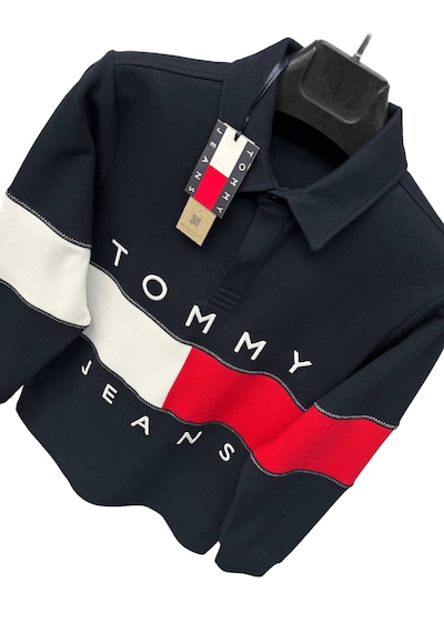 Tommy Jeans Yarım Fermuarlı Dik Yaka Sweatshirt Siyah