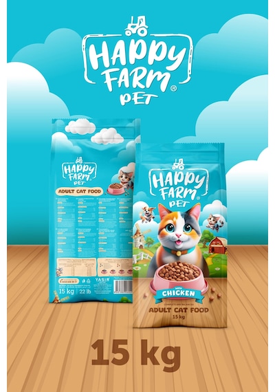 Happy Farm Yetişkin Kedi Maması Tavuk Etli 15 Kg