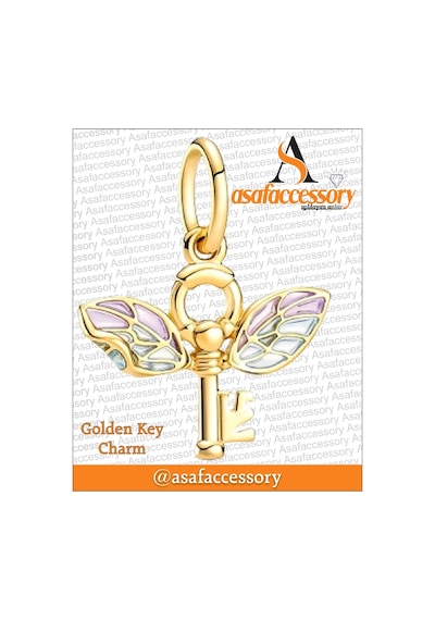 Golden Key Charm Gümüş Kaplama