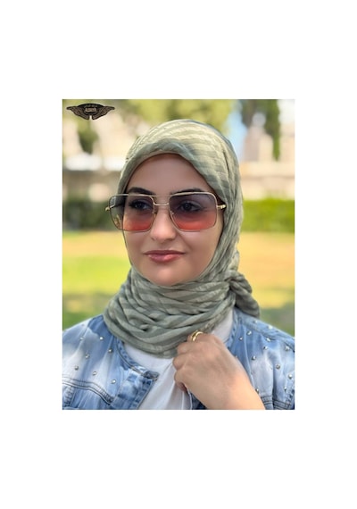 Aldaıyr Adet - Jakarlı Caz Eşarp 120 X120 Pamuk Acık Haki