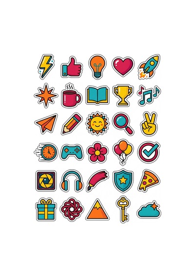 30 Adet Pop Art Motivasyon İkonu Sticker Seti - Laptop Defter Telefon İçin Çok Renkli