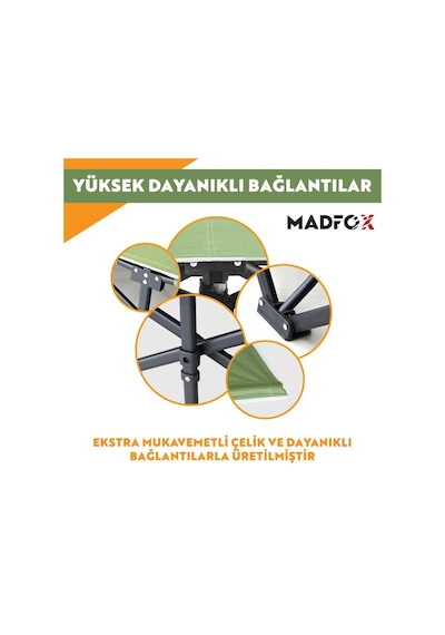 Madfox Steelrest Çelik Katlanır Kamp Yatağı Kampet Yeşil