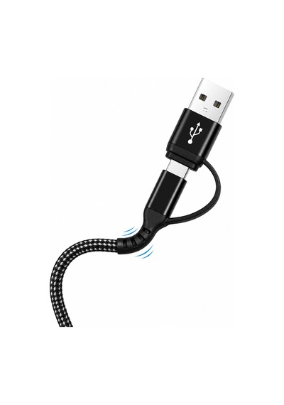 Hepu Hp-13 3in1 Çoklu Hızlı Şarj Kablosu Lightning Type-c & Micro Usb Çıkışlı Örgülü Kumaş Kablo Ev Araç Ve Ofis Uyumlu 1.2 Metre