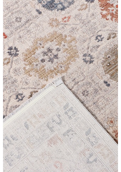 Krem Vintage Çiçek Motifli Makine Halısı - Salon Ve Oturma Odası Halısı Bej