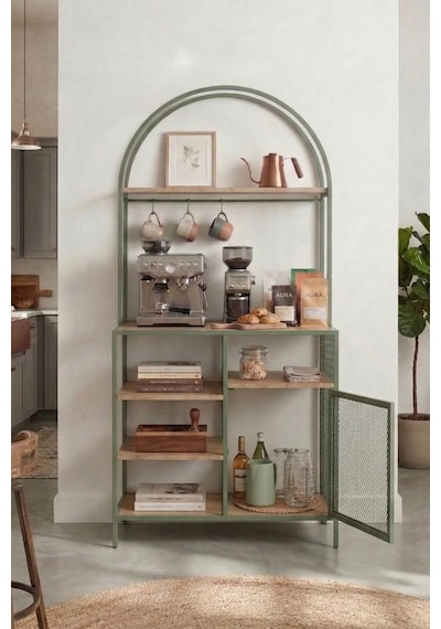 Capella Kahve Köşesi Standı & Çok Amaçlı Mutfak Dolabı - Tel Kapaklı Mint Yeşili 80x180cm Mint Yeşil Capella Kahve Köşesi Standı & Çok Amaçlı Mutfak Dolabı - Tel Kapaklı Mint Yeşili 80x180cm Mint Yeşil