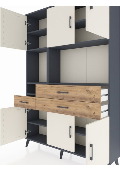 Arges Dolap 9 Raflı 3 Çekmeceli 6 Kapaklı 132x30x195 Antrasit-aytaşı/çam Aytası/atlas Çam Arges Dolap 9 Raflı 3 Çekmeceli 6 Kapaklı 132x30x195 Antrasit-aytaşı/çam Aytası/atlas Çam