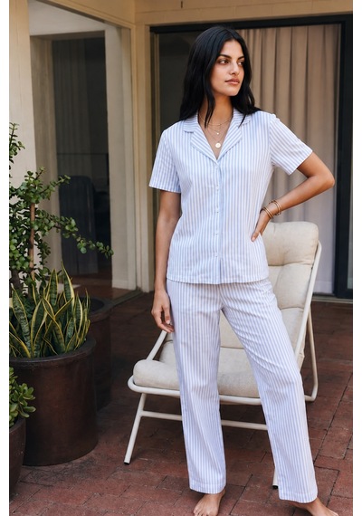 Viskon Karışım Homewear Mavi Pijama Takımı