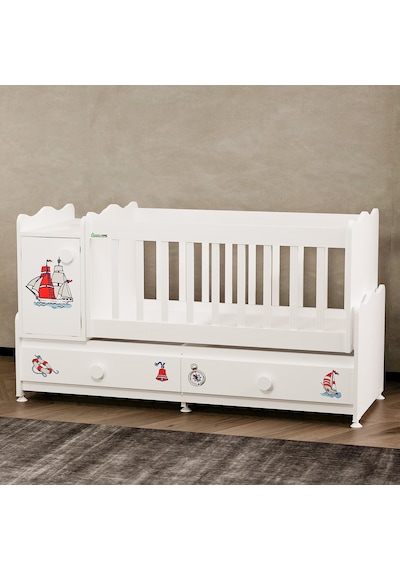 Garaj Home Pırlanta Denizci Uzayan Dolaplı Beşik Beyaz