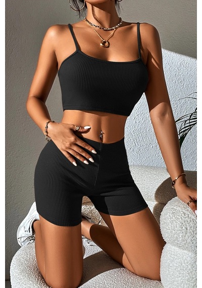 Hç İç Çamaşırı Kadın Siyah Şortlu Kaşkorse Gecelik Pijama Takımı