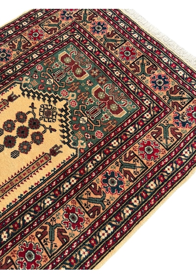 El Dokuması Sıfır Bünyan Halısı Seccade 90x135 Krem Kahve %100 Yün Namazlık