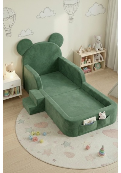 Luxury Tedyy Baza Ve Başlıklı Montessori Full Sünger Yatak Seti 90 x 190