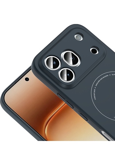 Maks Technology Honor 600 Pro 5g Kılıf M-safe Şarj Özellikli Kamera Korumalı Mkst Elio Sert Pc Kapak - Lacivert