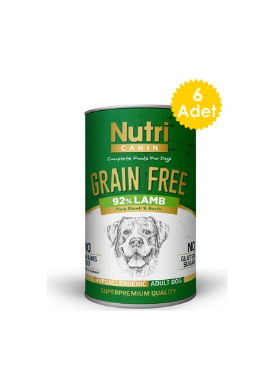 Nutri Canin Tahılsız Kuzulu ve Patatesli Konserve Yetişkin Köpek Maması 6 x 400 G