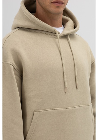 Vamos Basic Oversize Kapüşonlu Sweatshirt Haki