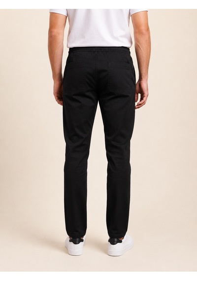 76078-73262 Erkek Beli Kordonlu Gabardin Pantolon 76078-73262 Siyah