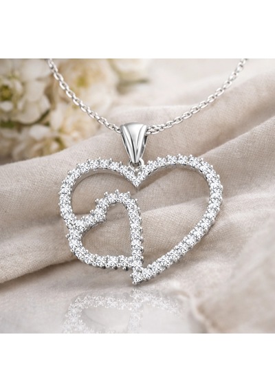 Gümüş Kalpli Bayan Kolye - Pnd47138037 01 - Gold