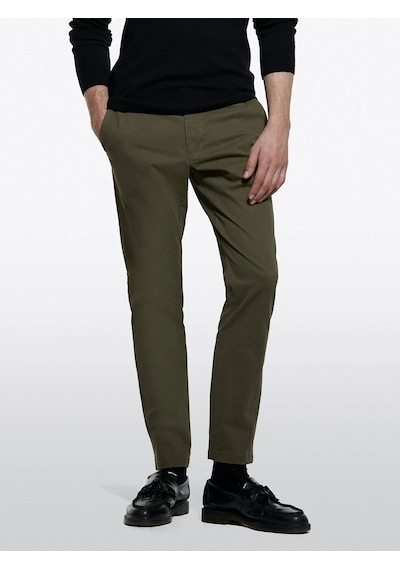 Sisley Slim Fit Vintage Efekt Chino Pantolon Erkek Haki Yeşili Pantolon - 325a4dm6sf02y