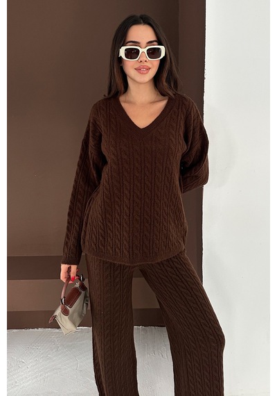 Noa & Noa Kadın Örgü Triko Takım Cozy Texture Kahverengi