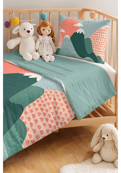 Evimde Bambaşka Dağ Temalı Mint Çocuk Odası Tek Kişilik Pike Takımı-geometrik Somon 160x220 CM Kapitone Yatak Örtüsü Evimde Bambaşka Dağ Temalı Mint Çocuk Odası Tek Kişilik Pike Takımı-geometrik Somon 160x220 CM Kapitone Yatak Örtüsü