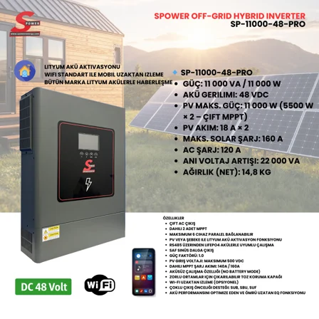 Spower Sp-11000-pro 11 Kw Mppt Off-grid Hybrid İnverter