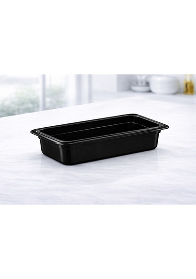 1/4 Gn Siyah Polikarbon Gastronom Küvet 26x16 Cm 15 Cm Derinlik